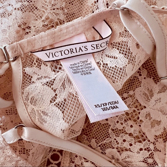 Like New Victoria’s Secret Dream Angels Rose Gold Pink Floral Lace Slip Dress - Picture 9 of 11